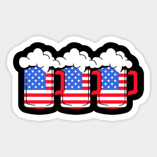 Beer American Flag 4th of July Merica Drinking USA Sticker